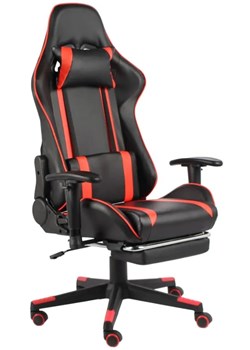 Czarno-czerwony fotel gamingowy z podnóżkiem - Epic Gamer ze sklepu Edinos.pl w kategorii Krzesła do biurka - zdjęcie 172429723