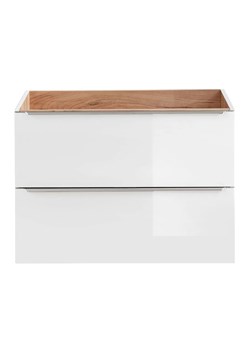 Podwieszana szafka łazienkowa pod umywalkę z szufladami - Malta 3X Biały połysk 80 cm ze sklepu Edinos.pl w kategorii Szafki i regały łazienkowe - zdjęcie 172429802