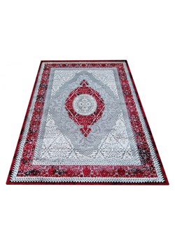 Szaro-czerwony miękki wzorzysty dywan - Logar 3X ze sklepu Edinos.pl w kategorii Dywany - zdjęcie 172430081