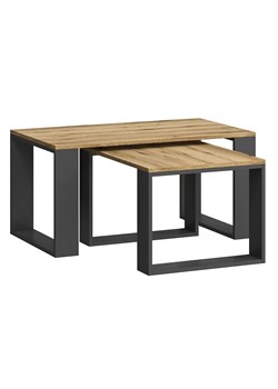 Zestaw 2 prostokątnych stolików antracyt + dąb wotan - Olvero ze sklepu Edinos.pl w kategorii Stoliki kawowe - zdjęcie 172430293