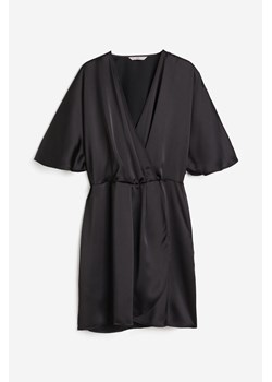 H & M - Satynowa sukienka kopertowa - Czarny ze sklepu H&M w kategorii Sukienki - zdjęcie 172430533