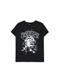 Cropp - Czarna koszulka oversize z nadrukiem - czarny ze sklepu Cropp w kategorii Bluzki damskie - zdjęcie 172431780