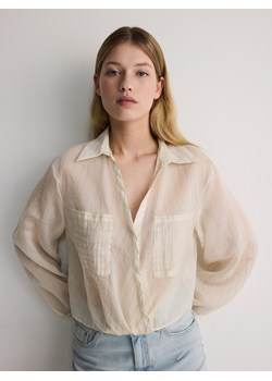 Reserved - Transparentna bluzka z lyocellem - złamana biel ze sklepu Reserved w kategorii Bluzki damskie - zdjęcie 172431911