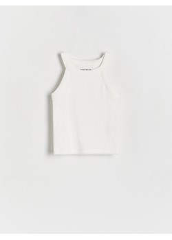 Reserved - Bawełniany top - złamana biel ze sklepu Reserved w kategorii Bluzki dziewczęce - zdjęcie 172432101