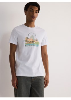 Reserved - T-shirt regular z nadrukiem - biały ze sklepu Reserved w kategorii T-shirty męskie - zdjęcie 172432294