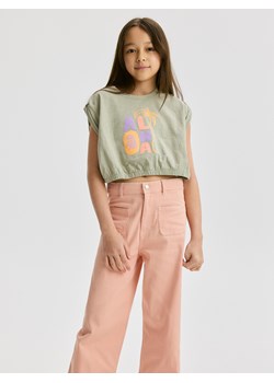 Reserved - Bawełniane spodnie straight - brzoskwiniowy ze sklepu Reserved w kategorii Spodnie dziewczęce - zdjęcie 172432351