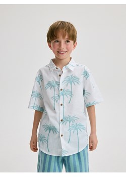 Reserved - Koszula oversize z lnem - biały ze sklepu Reserved w kategorii Koszule chłopięce - zdjęcie 172432494