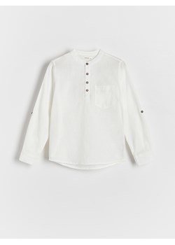 Reserved - Gładka koszula z lnem - biały ze sklepu Reserved w kategorii Koszule chłopięce - zdjęcie 172432501