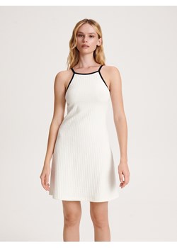 Reserved - Sukienka mini w prążek - złamana biel ze sklepu Reserved w kategorii Sukienki - zdjęcie 172432504