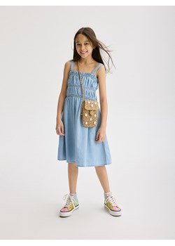 Reserved - Bawełniana sukienka na ramiączkach - jasnoniebieski ze sklepu Reserved w kategorii Sukienki dziewczęce - zdjęcie 172432531