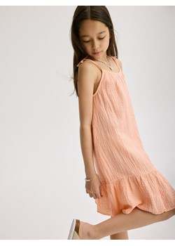 Reserved - Muślinowa sukienka na ramiączkach - pomarańczowy ze sklepu Reserved w kategorii Sukienki dziewczęce - zdjęcie 172432540