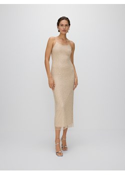 Reserved - Sukienka sheer z cekinami - kremowy ze sklepu Reserved w kategorii Sukienki - zdjęcie 172432672
