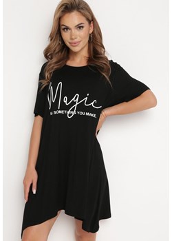 Czarna Wiskozowa Klasyczna Sukienka z Napisem Neliada ze sklepu Born2be Odzież w kategorii Sukienki - zdjęcie 172434822