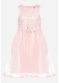 Różowa Sukienka Princeska z Perełkami i Kokardką Crissta ze sklepu Born2be Odzież w kategorii Sukienki dziewczęce - zdjęcie 172435020