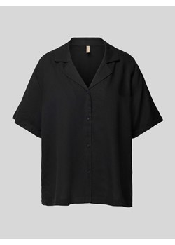 Bluzka koszulowa lniana z kołnierzem z połami model ‘Ina’ ze sklepu Peek&Cloppenburg  w kategorii Koszule damskie - zdjęcie 172435282