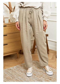 Le Monde du Lin Lniane spodnie w kolorze szarobrązowym ze sklepu Limango Polska w kategorii Spodnie damskie - zdjęcie 172437283