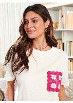 Sinsay - Koszulka bawełniana - kremowy ze sklepu Sinsay w kategorii Bluzki damskie - zdjęcie 172438032