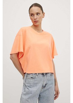 American Vintage t-shirt z domieszką lnu TEE-SHIRT MC COL ROND kolor pomarańczowy LOP02DE24 ze sklepu ANSWEAR.com w kategorii Bluzki damskie - zdjęcie 172438994