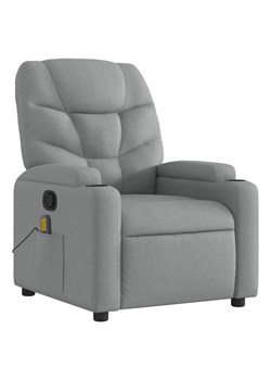 Jasnoszary fotel z masażem i pilotem - Luzof 3X ze sklepu Edinos.pl w kategorii Fotele - zdjęcie 172441452