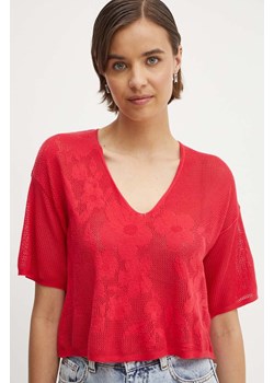 United Colors of Benetton t-shirt damski kolor różowy ze sklepu ANSWEAR.com w kategorii Bluzki damskie - zdjęcie 172444681