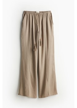 H & M - Spodnie z domieszką lnu - Brązowy ze sklepu H&M w kategorii Spodnie damskie - zdjęcie 172447292