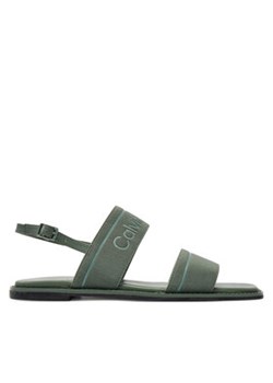 Calvin Klein Sandały Flat Sandal He HW0HW01990 Zielony ze sklepu MODIVO w kategorii Sandały damskie - zdjęcie 172449690