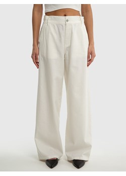 Spodnie damskie z szeroką nogawką z dodatkiem lnu białe Malu 101 ze sklepu Big Star w kategorii Spodnie damskie - zdjęcie 172450073