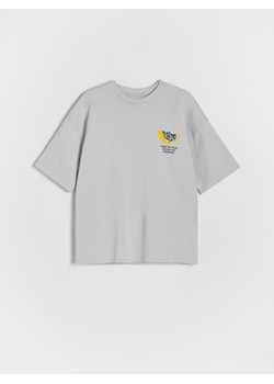 Reserved - T-shirt oversize z nadrukiem - jasnoszary ze sklepu Reserved w kategorii T-shirty chłopięce - zdjęcie 172530180
