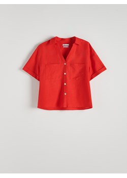 Reserved - Koszula z dodatkiem lnu - czerwony ze sklepu Reserved w kategorii Koszule damskie - zdjęcie 172530220