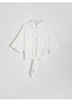 Reserved - Krótka koszula z wiązaniem - złamana biel ze sklepu Reserved w kategorii Koszule damskie - zdjęcie 172530272