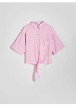 Reserved - Krótka koszula z wiązaniem - różowy ze sklepu Reserved w kategorii Koszule damskie - zdjęcie 172530274