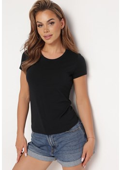 Czarny Bawełniany T-shirt Koszulka z Krótkim Rękawem Wemina ze sklepu Born2be Odzież w kategorii Bluzki damskie - zdjęcie 172530902