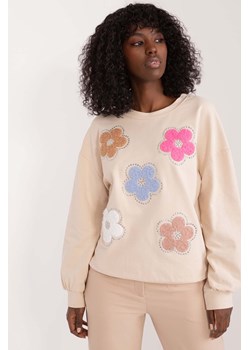 Bawełniana bluza beżowa damska w kwiaty ze sklepu 5.10.15 w kategorii Bluzy damskie - zdjęcie 172530960
