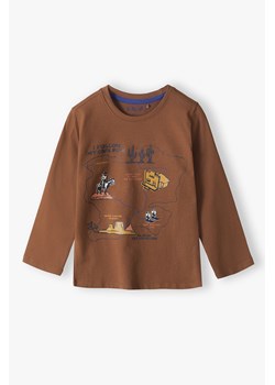Brązowa bluzka chłopięca bawełniana z nadrukiem ze sklepu 5.10.15 w kategorii T-shirty chłopięce - zdjęcie 172531000