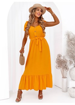 Pomarańczowa sukienka maxi z ozdobnymi ramiączkami Asena - pomarańczowy ze sklepu pakuten.pl w kategorii Sukienki - zdjęcie 172531503