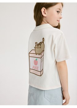 Reserved - T-shirt polo Pusheen - złamana biel ze sklepu Reserved w kategorii Bluzki dziewczęce - zdjęcie 172531790