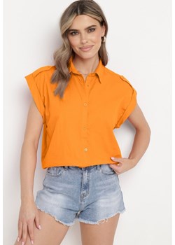 Pomarańczowa Bawełniana Koszula bez Rękawów Zapinana na Guziki Xanessi ze sklepu Born2be Odzież w kategorii Koszule damskie - zdjęcie 172532141