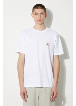 Maison Kitsuné t-shirt bawełniany Speedy Fox Patch Comfort Tee Shirt męski kolor biały z aplikacją MM00125KJ0008 ze sklepu PRM w kategorii T-shirty męskie - zdjęcie 172532740