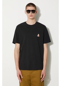 Maison Kitsuné t-shirt bawełniany Speedy Fox Patch Comfort Tee Shirt męski kolor czarny z aplikacją MM00125KJ0008 ze sklepu PRM w kategorii T-shirty męskie - zdjęcie 172532742