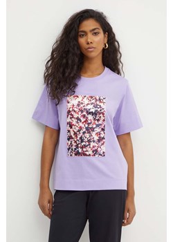 BOSS t-shirt bawełniany damski kolor fioletowy 50521931 ze sklepu ANSWEAR.com w kategorii Bluzki damskie - zdjęcie 172533982
