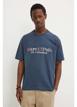 Marc O&apos;Polo t-shirt bawełniany męski kolor beżowy z aplikacją 424208351304 ze sklepu ANSWEAR.com w kategorii T-shirty męskie - zdjęcie 172534644
