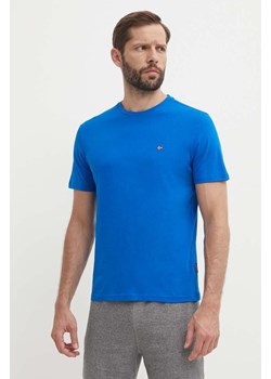 Napapijri t-shirt bawełniany SALIS męski kolor niebieski gładki NP0A4H8DB2L1 ze sklepu ANSWEAR.com w kategorii T-shirty męskie - zdjęcie 172534653