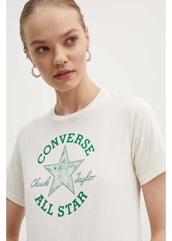 Converse t-shirt bawełniany kolor beżowy z nadrukiem 10026362-A04 ze sklepu ANSWEAR.com w kategorii T-shirty męskie - zdjęcie 172534701