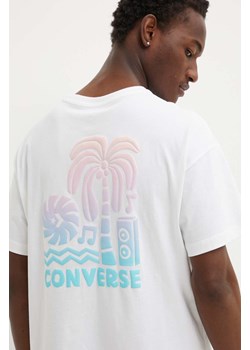 Converse t-shirt bawełniany kolor biały z nadrukiem 10027149-A01 ze sklepu ANSWEAR.com w kategorii T-shirty męskie - zdjęcie 172534714
