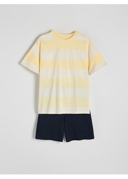 Reserved - Dwuczęściowa piżama w paski - jasnożółty ze sklepu Reserved w kategorii Piżamy męskie - zdjęcie 172534862