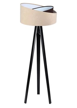 Beżowo-czarna welurowa lampa stojąca trójnóg- S026-Sorena ze sklepu Edinos.pl w kategorii Lampy podłogowe - zdjęcie 172535522