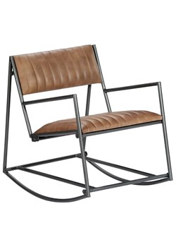 Jasno brązowy fotel bujany ze skóry naturalnej do salonu -Tono ze sklepu Edinos.pl w kategorii Fotele - zdjęcie 172535531