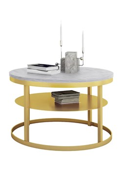 Okrągły stolik kawowy w stylu glamour złoty + beton - Robini 3X ze sklepu Edinos.pl w kategorii Stoliki kawowe - zdjęcie 172535830