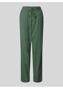 Spodnie lniane o kroju tapered fit z tunelem ze sklepu Peek&Cloppenburg  w kategorii Spodnie damskie - zdjęcie 172536693