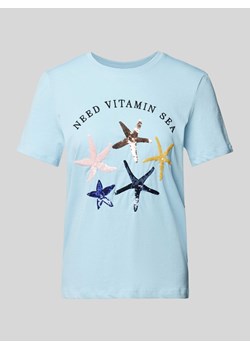 T-shirt z cekinowym obszyciem model ‘KITA’ ze sklepu Peek&Cloppenburg  w kategorii Bluzki damskie - zdjęcie 172536881